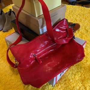 Real leather boutique bag in red